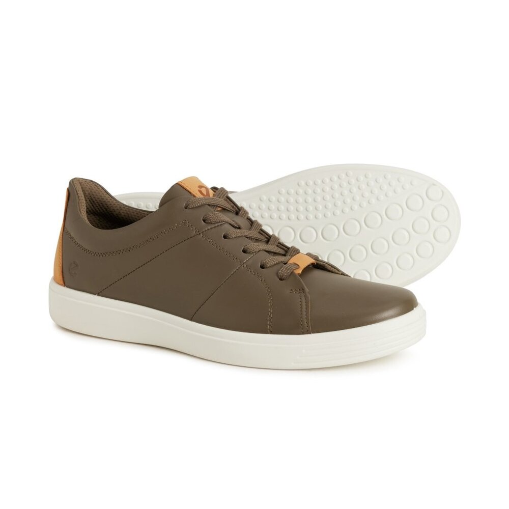 Ecco Men's Soft Classic Lace Low Sneaker Leather Shoe Fluidform Footbed Tarmac